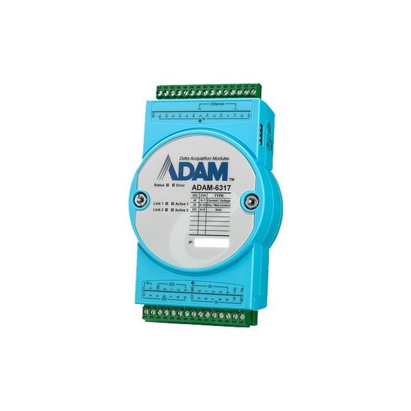 Advantech 8AI/11DI/10DO IoT Modbus/OPC UA Ethernet Remote I/O ADAM-6317-A1 - main